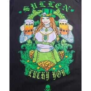 NWT Sullen Art Lucky You Irish Women Gold Beer Mug Shirt Medium A120 Excellent